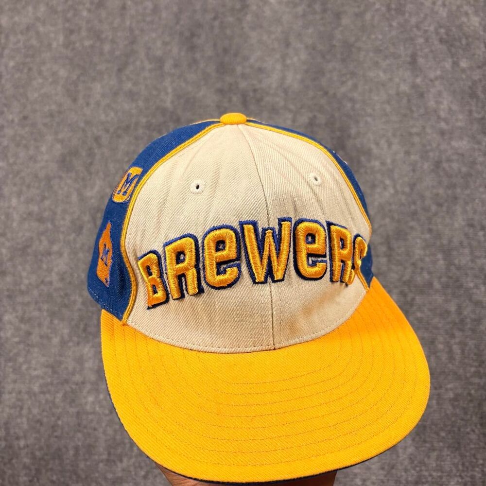 vintage american needle milwaukee brewers patchwork fitted cap